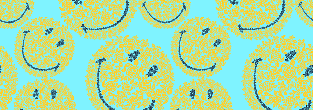 Others Printed - Beach Towel Turtles Smiley - Vilebrequin x Smiley®, Lazulii blue print