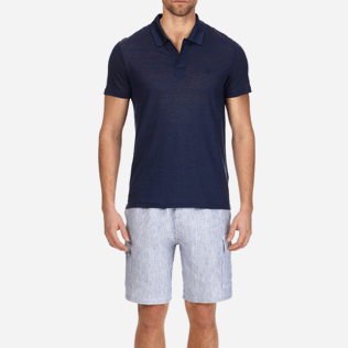 Men Others Solid - Men Linen Jersey Polo shirt Solid, Navy supp1 Men Others Solid - Men Linen Jersey Polo shirt Solid, Navy supp1