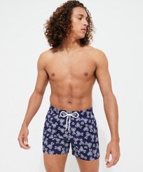 Men Others Printed - Men Stretch Swim Trunks Teddy Bear - Vilebrequin x Palm Angels, Navy front worn view