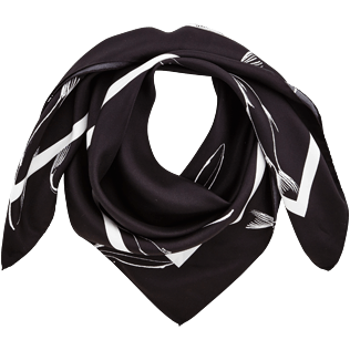 046 Estampado - Pañuelo de seda con estampado Fish Dance, Negro front 046 Estampado - Pañuelo de seda con estampado Fish Dance, Negro front