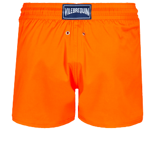 男款 Others 纯色 - 男士纯色修身弹力游泳短裤, Apricot 后视图