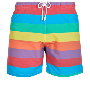 Men 112 Graphic - Men Swim Trunks Vintage 1974 Multicolore Stripes, Multicolor front Men 112 Graphic - Men Swim Trunks Vintage 1974 Multicolore Stripes, Multicolor front