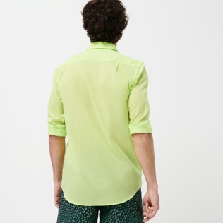 Men Others Solid - Unisex cotton voile Shirt Solid, Coriander back worn view