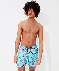 Men Ultra-light classique Printed - Men Swimwear Ultra-light and packable Starfish Dance, Lazulii blue front worn view