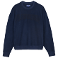 Men Others Solid - Unisex Terry Crew Neck Sweater, Navy front view