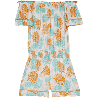 Women Others Printed - Women Playsuit Iridescent Flowers of Joy- Vilebrequin x Poupette St Barth, Terracotta front view
