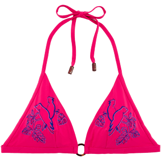 Donne Tops Ricamato - Top bikini a triangolo Cacatoès, Shocking pink front Donne Tops Ricamato - Top bikini a triangolo Cacatoès, Shocking pink front