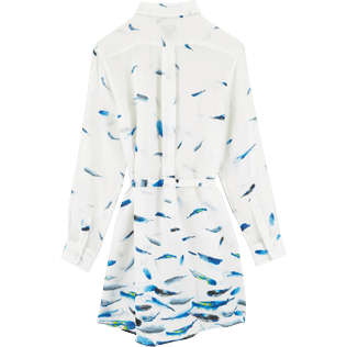 Femme Robes Imprimé - Robe chemise liquette longue Blue Breath, Blanc back Femme Robes Imprimé - Robe chemise liquette longue Blue Breath, Blanc back