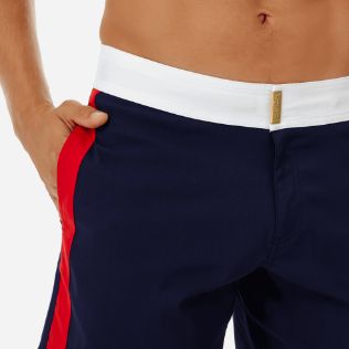 Homme CEINTURE PLATE Uni - Maillot de bain homme Stretch Tricolore, Bleu marine supp1 Homme CEINTURE PLATE Uni - Maillot de bain homme Stretch Tricolore, Bleu marine supp1
