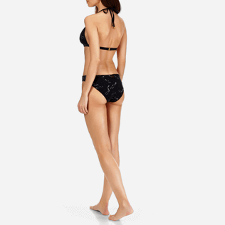 Women Halter Printed - Women Triangle Bikini Top Fish Dance, Black backworn Women Halter Printed - Women Triangle Bikini Top Fish Dance, Black backworn
