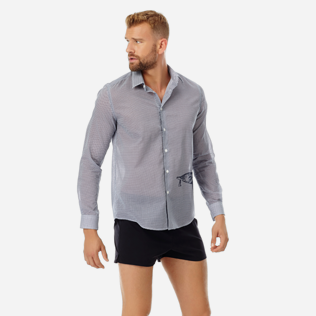 Altri Stampato - Camicia unisex in cotone Belle ou Gars, Bianco frontworn Altri Stampato - Camicia unisex in cotone Belle ou Gars, Bianco frontworn