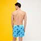 Men Classic Printed - Men Swim Trunks Turtles Splash Flocked, Lazulii blue back worn view