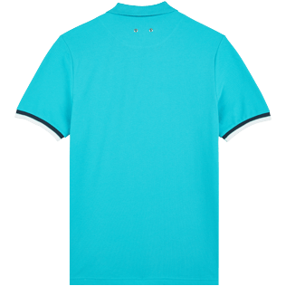 Imagen de Hombre Autros Liso - Polo en piqué de algodón de color liso para hombre, Celeste vista trasera Imagen de Hombre Autros Liso - Polo en piqué de algodón de color liso para hombre, Celeste vista trasera