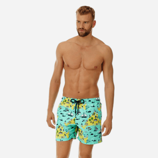 Hombre Clásico Estampado - Bañador con estampado Martha's Vineyard para hombre, Menta frontworn Hombre Clásico Estampado - Bañador con estampado Martha's Vineyard para hombre, Menta frontworn