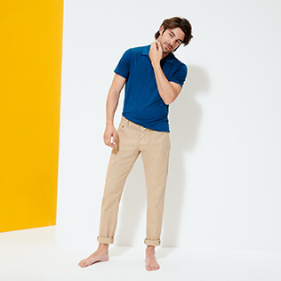 Hombre Autros Liso - Pantalones de lino y algodón con 5 bolsillos para hombre, Safari supp2 Hombre Autros Liso - Pantalones de lino y algodón con 5 bolsillos para hombre, Safari supp2