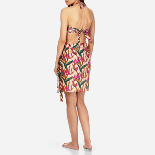 Women 014 Printed - Women Short Cotton Voile Pareo Skirt Mini Paradise 3D, Nude backworn Women 014 Printed - Women Short Cotton Voile Pareo Skirt Mini Paradise 3D, Nude backworn