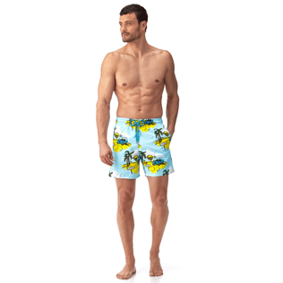 Men Classic / Moorea Printed - Sunny Car Swim shorts, Frosted blue frontworn Men Classic / Moorea Printed - Sunny Car Swim shorts, Frosted blue frontworn
