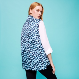 Others Printed - Unisex Reversible Sleeveless Jacket Blurred Turtles, Navy details view 3