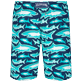 Men Others Printed - Men Stretch Long Swim Shorts Requins 3D, Navy back view