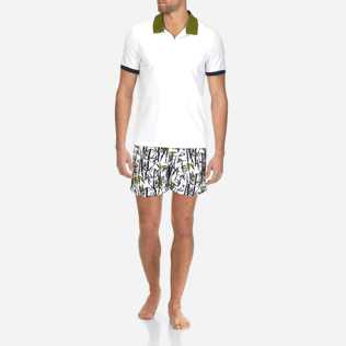 Men Others Solid - Men Cotton Pique Polo shirt Multicolor, White frontworn Men Others Solid - Men Cotton Pique Polo shirt Multicolor, White frontworn