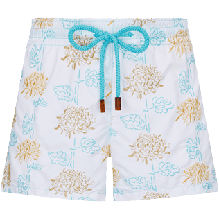 Women Others Embroidered - Women Swim Short Embroidered Iridescent Flowers of Joy, White front view
