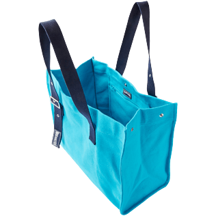 Andere Uni - Große Einfarbige Strandtasche aus Baumwolle, Azurblau backworn Andere Uni - Große Einfarbige Strandtasche aus Baumwolle, Azurblau backworn