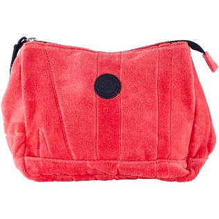 Others Solid - Zipped beach pouch in terry cloth solid jacquard, Hibiscus front Others Solid - Zipped beach pouch in terry cloth solid jacquard, Hibiscus front