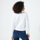 Women Others Solid - Women Cotton Rhinestone Sweatshirt, Off white back worn view