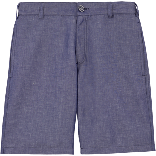 Uomo Bermuda Unita - Bermuda a sigaretta tinta unita, Blu jeans front Uomo Bermuda Unita - Bermuda a sigaretta tinta unita, Blu jeans front