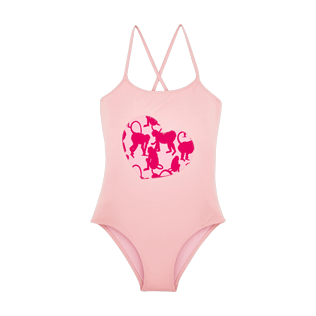 Niñas Autros Bordado - Bañador de una sola pieza con bordado Happy Monkeys para niña, Peony front Niñas Autros Bordado - Bañador de una sola pieza con bordado Happy Monkeys para niña, Peony front