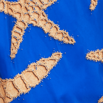 Costume da bagno uomo ultraleggero e ripiegabile Sand Starlettes, Blu mare stampe