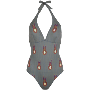 女款 Triangle 印制 - 女士 Paon Paon 挂脖式连体泳衣, Navy front 女款 Triangle 印制 - 女士 Paon Paon 挂脖式连体泳衣, Navy front