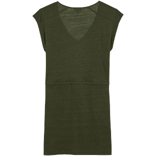 Femme AUTRES Uni - Robe Col V femme en Lin unie, Poivre back Femme AUTRES Uni - Robe Col V femme en Lin unie, Poivre back