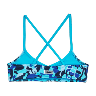 Niñas Autros Estampado - Top de bikini bandeau con estampado Camouflage Turtles, Celeste back Niñas Autros Estampado - Top de bikini bandeau con estampado Camouflage Turtles, Celeste back