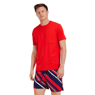 Men Others Solid - Men Pima Cotton Jersey T-shirt Solid, Poppy red frontworn Men Others Solid - Men Pima Cotton Jersey T-shirt Solid, Poppy red frontworn