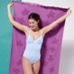 Damen Fitted Bedruckt - Ikat Medusa Badeanzug für Damen, Weiss Details Ansicht 2
