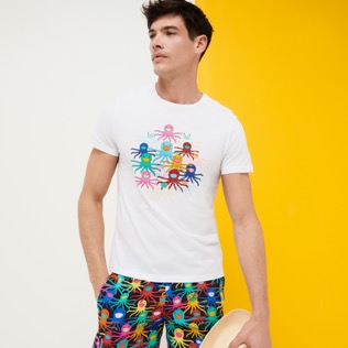 Hombre Autros Estampado - Camiseta de algodón con estampado Multicolore Medusa para hombre, Blanco detalles vista 3