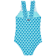 Girls Others Printed - Girls One-Piece Swimsuit Micro Waves, Lazulii blue back view