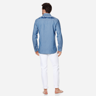 Herren Andere Uni - Hemd aus Baumwolle mit Vintage-Vilebrequin-Logo für Herren, Dark denim w1 backworn Herren Andere Uni - Hemd aus Baumwolle mit Vintage-Vilebrequin-Logo für Herren, Dark denim w1 backworn
