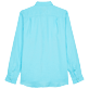 Camisa de lino lisa para hombre Lazulii blue vista trasera