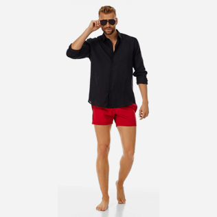 Hombre Cintura plana Liso - Bañador elástico con cintura lisa y estampado Tuxedo para hombre, Red polish supp2 Hombre Cintura plana Liso - Bañador elástico con cintura lisa y estampado Tuxedo para hombre, Red polish supp2