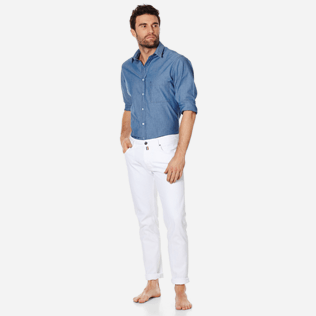 Men Others Solid - Men White 5-Pocket Jeans Regular Fit, White frontworn Men Others Solid - Men White 5-Pocket Jeans Regular Fit, White frontworn