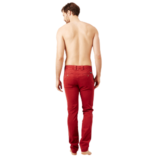 Hombre Autros Liso - Pantalón chino estrecho para hombre, Carmin backworn Hombre Autros Liso - Pantalón chino estrecho para hombre, Carmin backworn