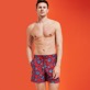 Men Embroidered Swim Trunks Stars Gift - Limited Edition Burgundy front worn view