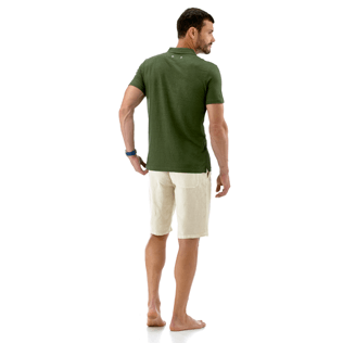 Homme Polos Uni - Polo en jersey de Lin Uni, Olive backworn Homme Polos Uni - Polo en jersey de Lin Uni, Olive backworn