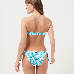 Women Fitted Printed - Women Bikini Bottom Mini Brief to be tied Orchidees, White details view 1