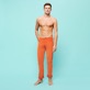 Men 5-pocket Velvet Pants Regular fit Rust front worn view