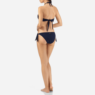Women Bandeau Embroidered - Blue Breath Embroidered Bandeau bikini top, Navy backworn Women Bandeau Embroidered - Blue Breath Embroidered Bandeau bikini top, Navy backworn