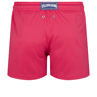 Men Others Solid - Men Swim Trunks Short and Fitted Stretch Solid, Burgundy back view