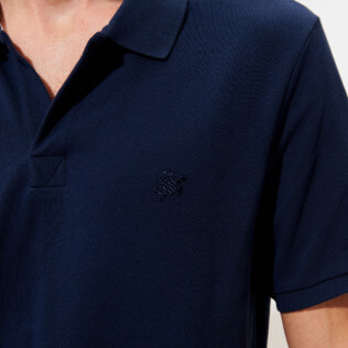 Hombre Autros Liso - Polo en piqué de algodón, Azul marino supp1 Hombre Autros Liso - Polo en piqué de algodón, Azul marino supp1